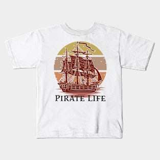 Steampunk Pirate Life Merchant Sailing Ship Retro Vintage Kids T-Shirt